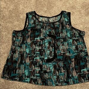 Sleeveless Teal and Black Women's Top